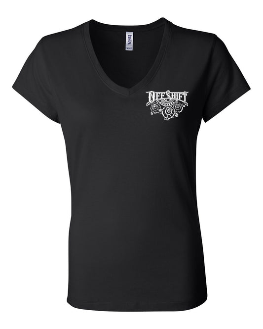 Off Shift Black and White Praying Hands V-neck