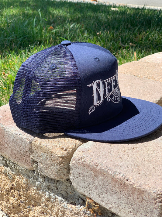 Navy and White Off Shift Trucker Hat
