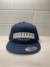 Load image into Gallery viewer, Navy and White Bomberos Trucker Hat
