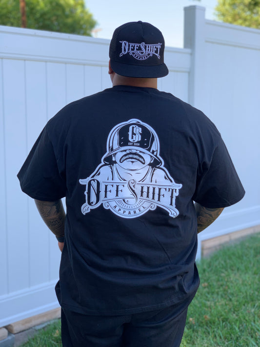 Black and White Short Sleeve Off Shift T-shirt