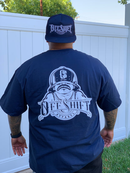 Navy and White Short Sleeve Off Shift T-shirt