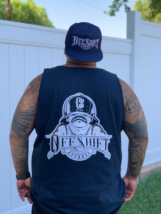 Navy and White Off Shift Tank Top