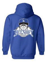 Load image into Gallery viewer, Off Shift We Love LA Blue and White Hoodie
