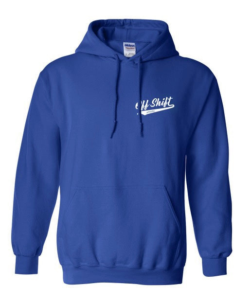 Off Shift We Love LA Blue and White Hoodie