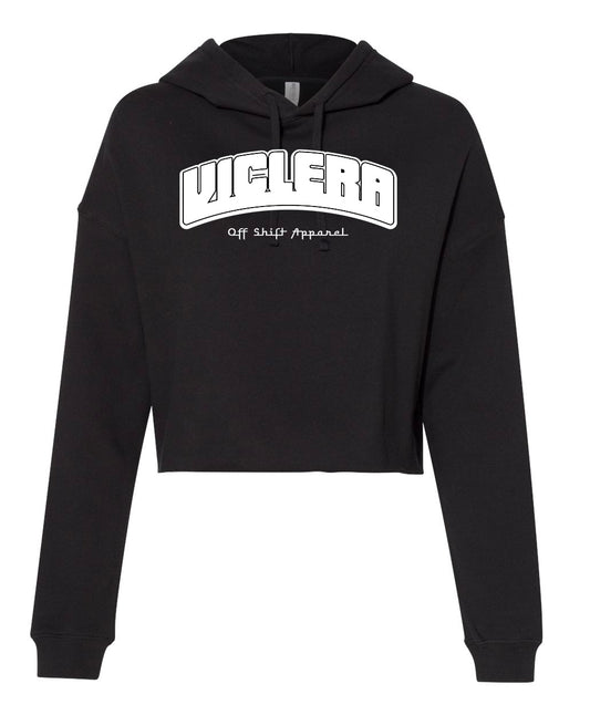 Off Shift Black and White Viclera Cropped Hoodie