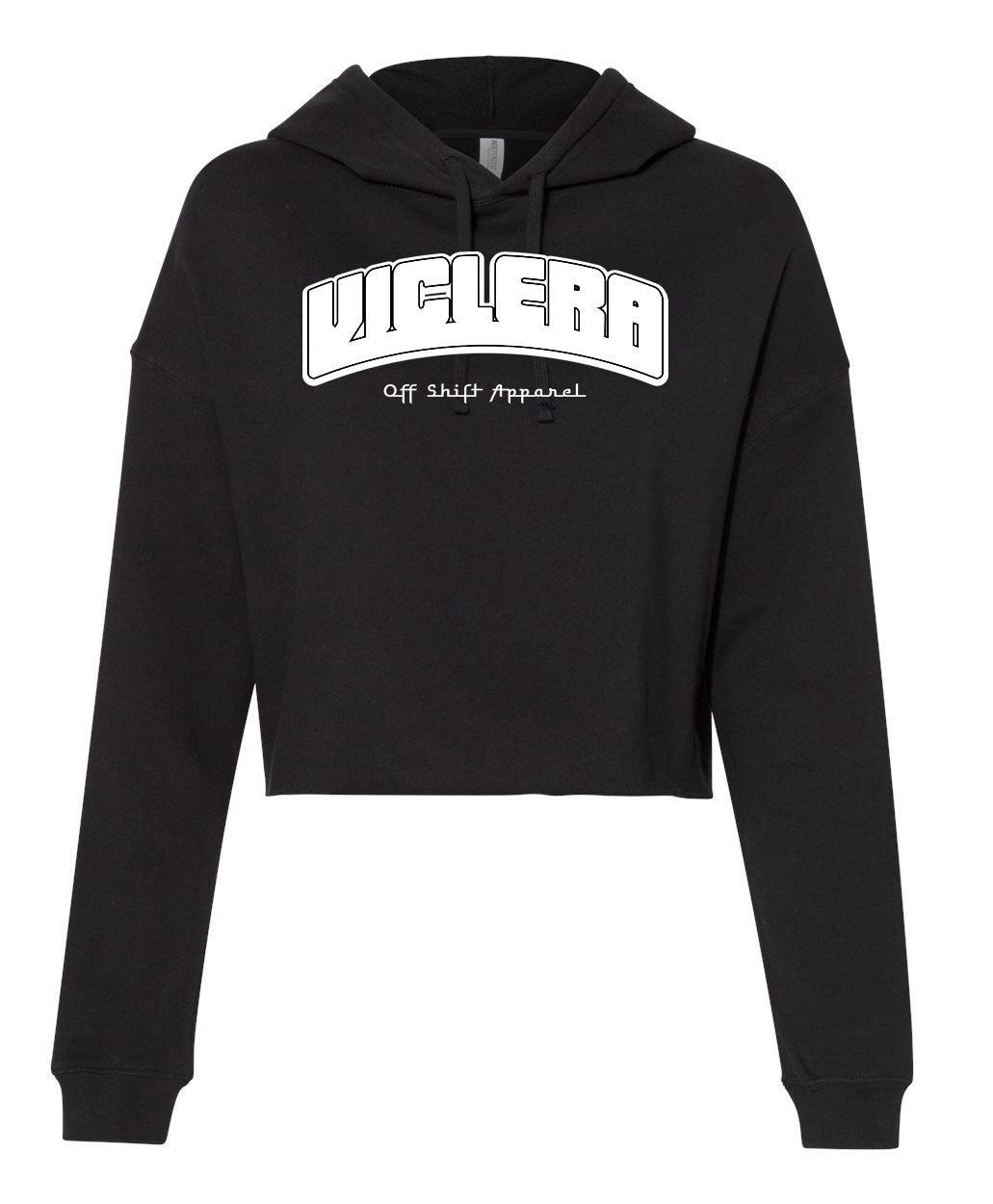 Off Shift Black and White Viclera Cropped Hoodie