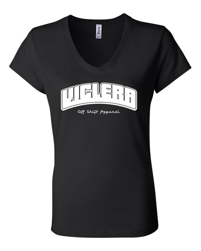 Off Shift Black and White Short Sleeve Viclera V-neck