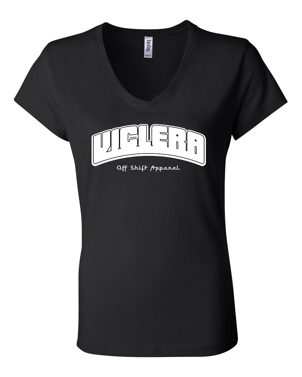 Off Shift Black and White Short Sleeve Viclera V-neck