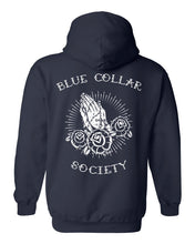 Load image into Gallery viewer, Off Shift Navy and White Praying Hands Hoodie
