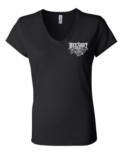 Off Shift Black and White Praying Hands V-neck